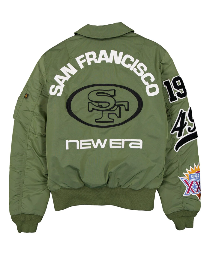 Shop 49ers New Era x Alpha Industries MA-1 Flight Jacket In Sage Green