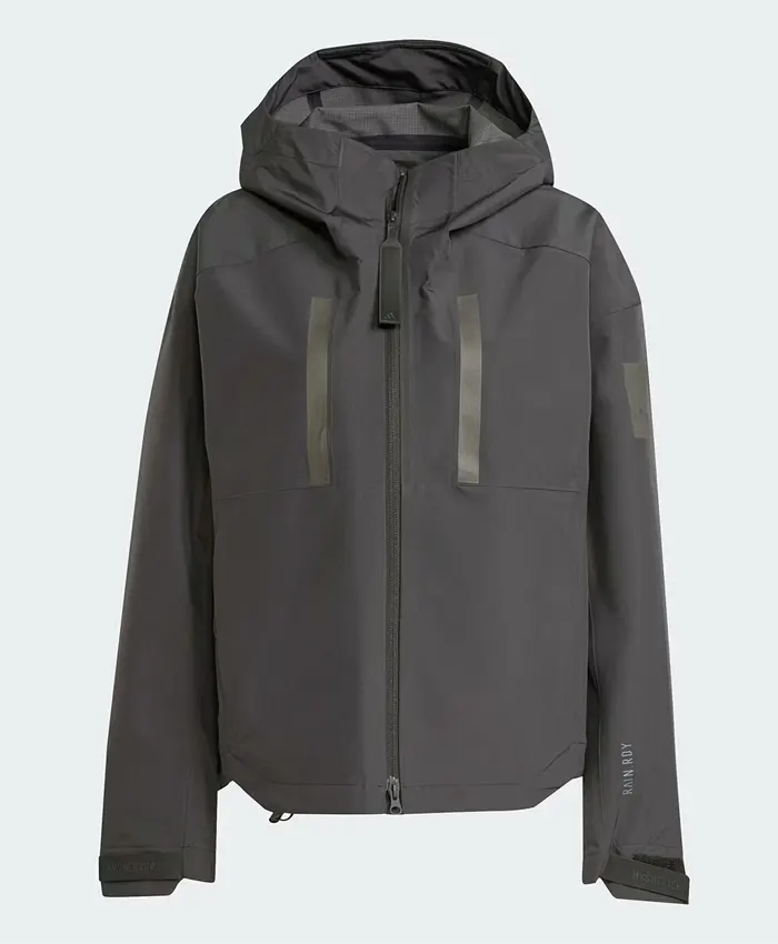 Shop Adidas Performance Myshelter 2.5-layer Rain.RDY Light Hooded Jacket In Black