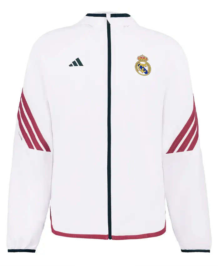Shop Adidas Real Madrid Basketball Warm Up Jacket In White