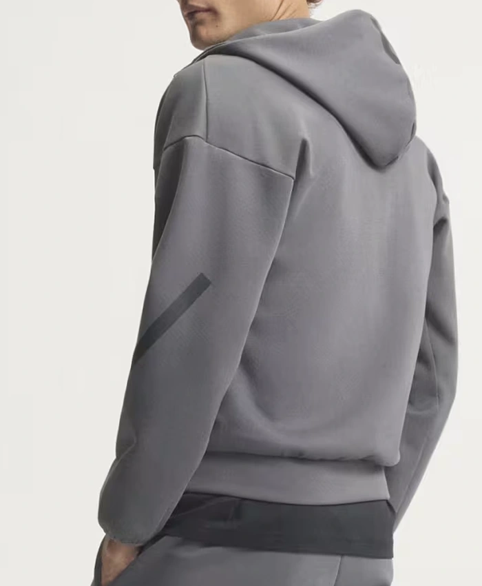 Shop Adidas Z.N.E. Full-Zipper Fleece Grey Track Top Jacket back view