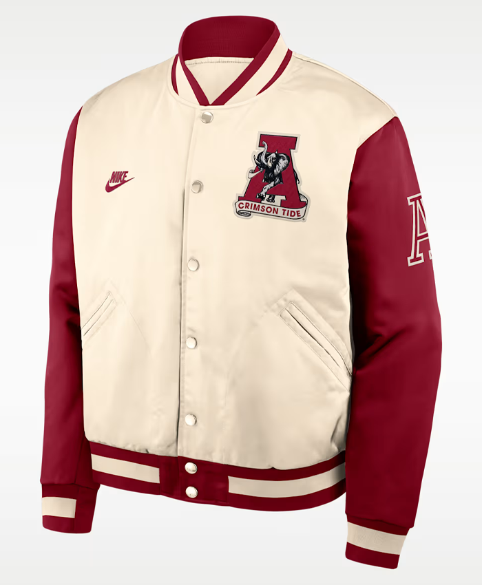 Shop Alabama Legacy Nike College Full-Snap Bomber Varsity Jacket For Sale
