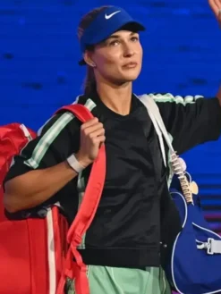 Shop-Anna-Kalinskaya-2026-US-Open-Black-Tennis-Bomber-Jacket