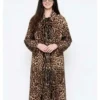 Shop Anne Hathaway Movie The Devil Wears Prada 2 2026 Press Tour Leopard Print On Fur Trench Coat