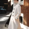 Shop Burberry Brand Ambassador Wu Lei White Long Coat For Sale