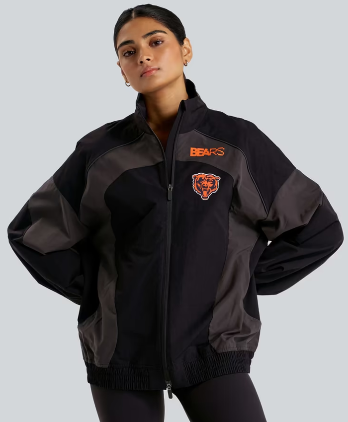 Shop Chicago Bears lululemon Women's Ventilated Oversized Track Jacket In Black