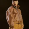 Shop-Chris-Brown-Maison-Margiela-Spliced-Brown-Leather-Bomber-Jacket