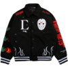 Shop Civil Regime x Friday The 13th Jason Voorhees Black Wool Letterman Varsity Jacket