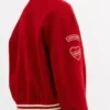 Shop Coach Vibrant Red C Patch 41 Wool Bomber Varsity Jacket back view