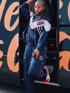 Shop-FIBA-WWC-2026-Angel-Reese-Reebok-Navy-Blue-and-White-Tracksuit