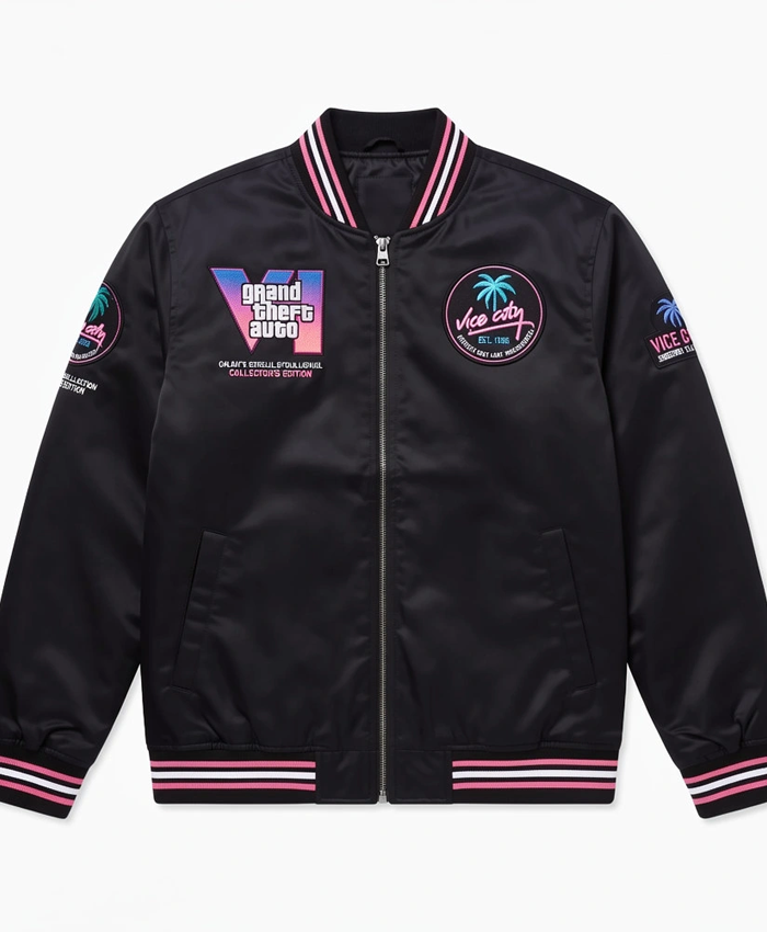 Shop GTA 6 Vice City State Black Bomber Jacket For Sale