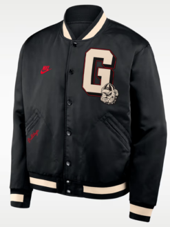 Shop Georgia Legacy Nike College Full-Snap Black Bomber Varsity Jacket For Sale