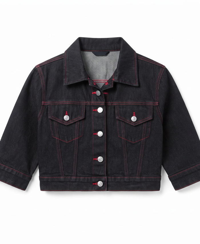Shop Hip Street FFXIV Cropped Black Denim Jacket For Sale