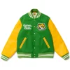 Shop Human Made Green-Yellow Letterman Varsity Jacket For Sale