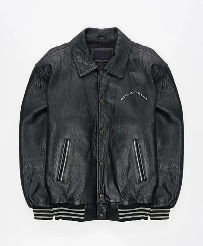 Shop-Jay-Z-Roc-A-Fella-Records-Black-Leather-Varsity-Jacket-For-Sale