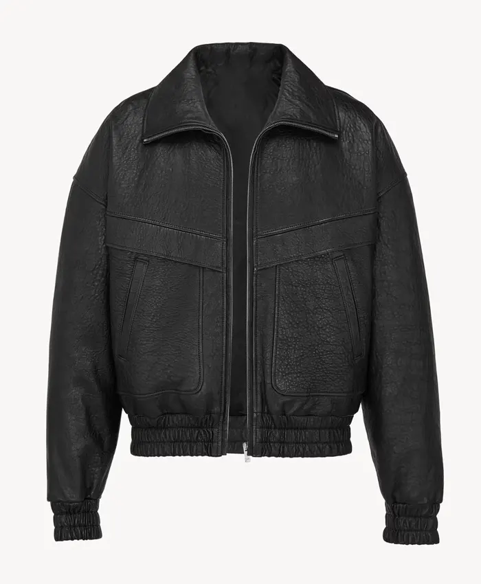 Shop K-Pop Martin Cortis Saint Laurent Bubbled Lambskin Leather Jacket For Men