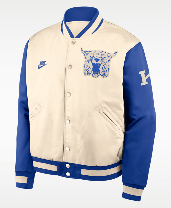 Shop Kentucky Legacy Nike College Full-Snap Bomber Varsity Jacket For Sale