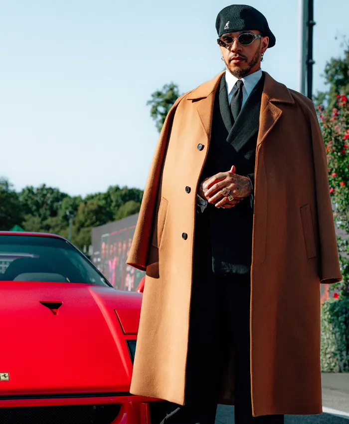 Shop Lewis Hamilton Monza Ferrari F40 Camel Wool Overcoat
