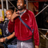 Shop Meek Mill NYC Celine Burgundy Velour Track Jacket For Sale