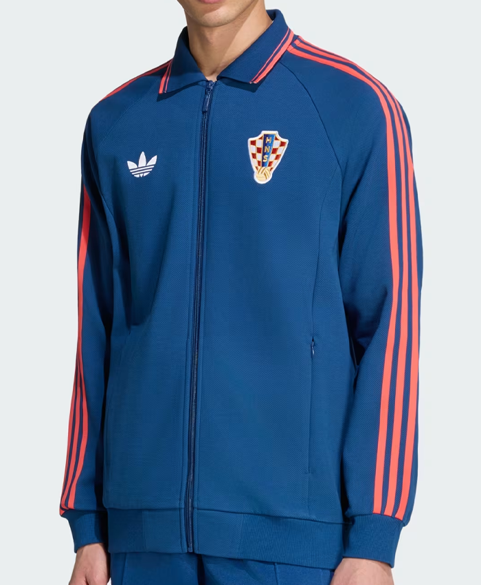 Shop Men's Adidas Croatia Away Anthem Full Zip Up Jacket In Blue