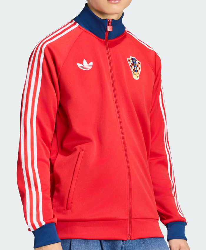 Shop Mens Adidas Croatia Full Zip Up Track Top Jacket In Red