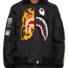 Shop Mens BAPE Tiger Shark Bomber Black Jacket For Sale