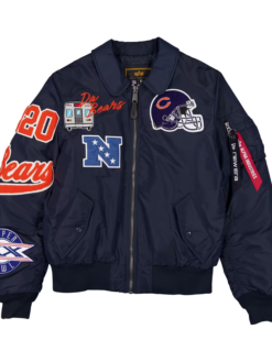 Shop Men's Chicago Bears New Era x Alpha Industries College Navy MA-1 Full-Zip Bomber Jacket