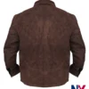 Shop Men's Dark Brown Shirt Style Suede Leather Jacket back view