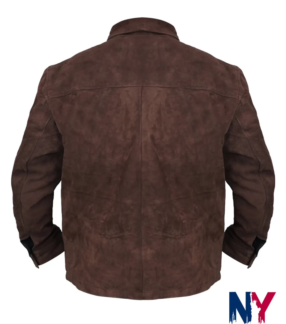 Shop Men's Dark Brown Shirt Style Suede Leather Jacket back view