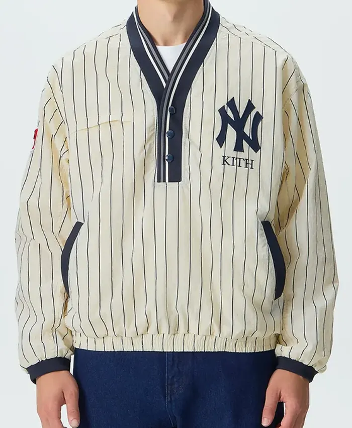 Shop Men's Kith for the New York Yankees 2026 Nylon Raffi Pullover Jacket For Sale