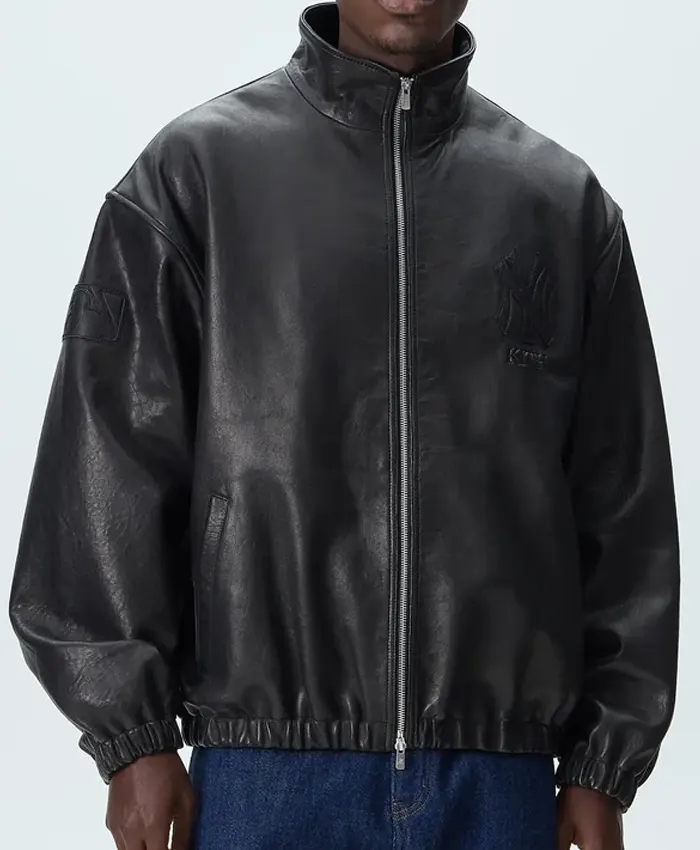 Shop Men's Kith for the New York Yankees Leather Ames Bomber Jacket For Sale