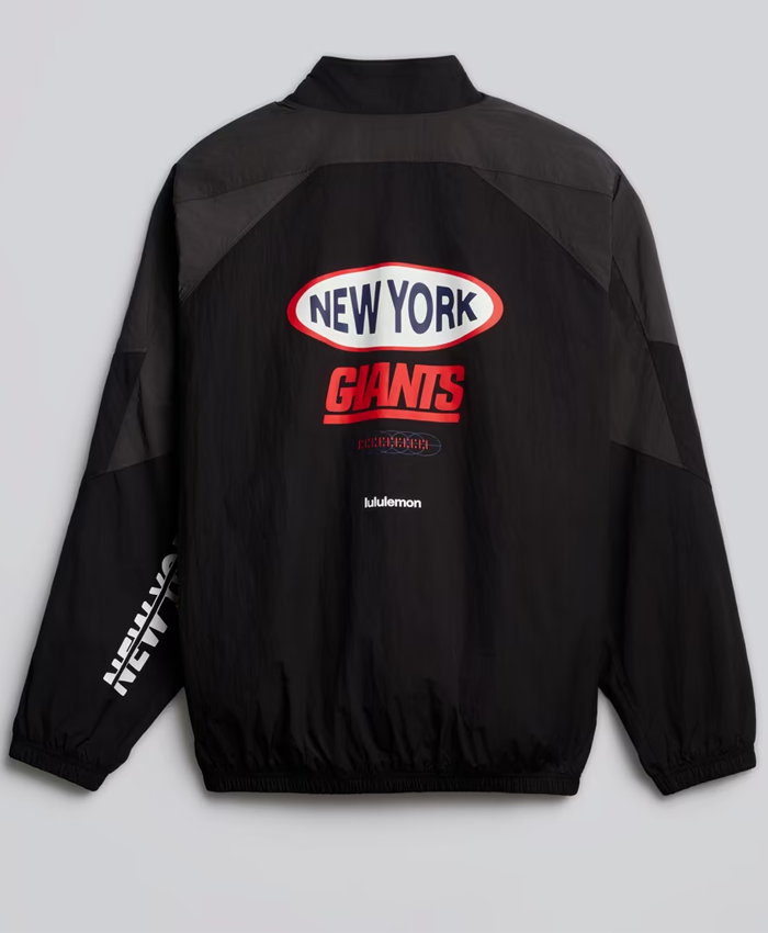 Shop Men's NFL New York Giants lululemon Black Nylon Oversized Track Jacket For Sale