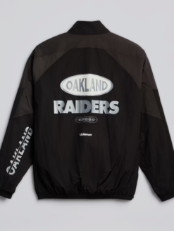 Shop Men's NFL Oakland Raiders lululemon Black Nylon Oversized Track Jacket For Sale