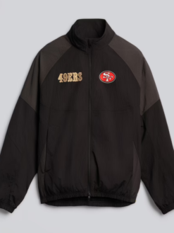 Shop Men's NFL San Francisco 49ers lululemon Black Nylon Oversized Track Jacket For Sale