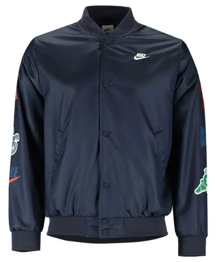 Shop Men's Nike Sportswear Club Navy Varsity Jacket For Sale