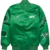 Shop Men's UFC 330 Full-Snap Green Satin Bomber Varsity Jacket For Sale