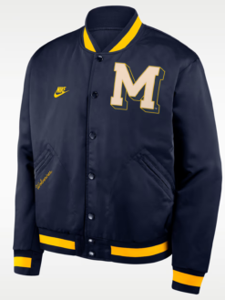 Shop Michigan Legacy Men's Nike College Full-Snap Bomber Varsity Jacket For Sale