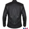 Shop Mortal Kombat 2 Johnny Cage Black Leather Bomber Jacket back view