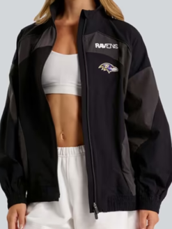 Shop NFL Baltimore Ravens lululemon Women's Ventilated Oversized Track Jacket In Black