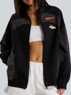 Shop NFL Denver Broncos lululemon Women's Ventilated Oversized Track Jacket In Black