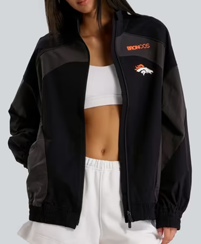 Shop NFL Denver Broncos lululemon Women's Ventilated Oversized Track Jacket In Black