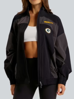 Shop NFL Green Bay Packers lululemon Women's Ventilated Oversized Track Jacket In Black