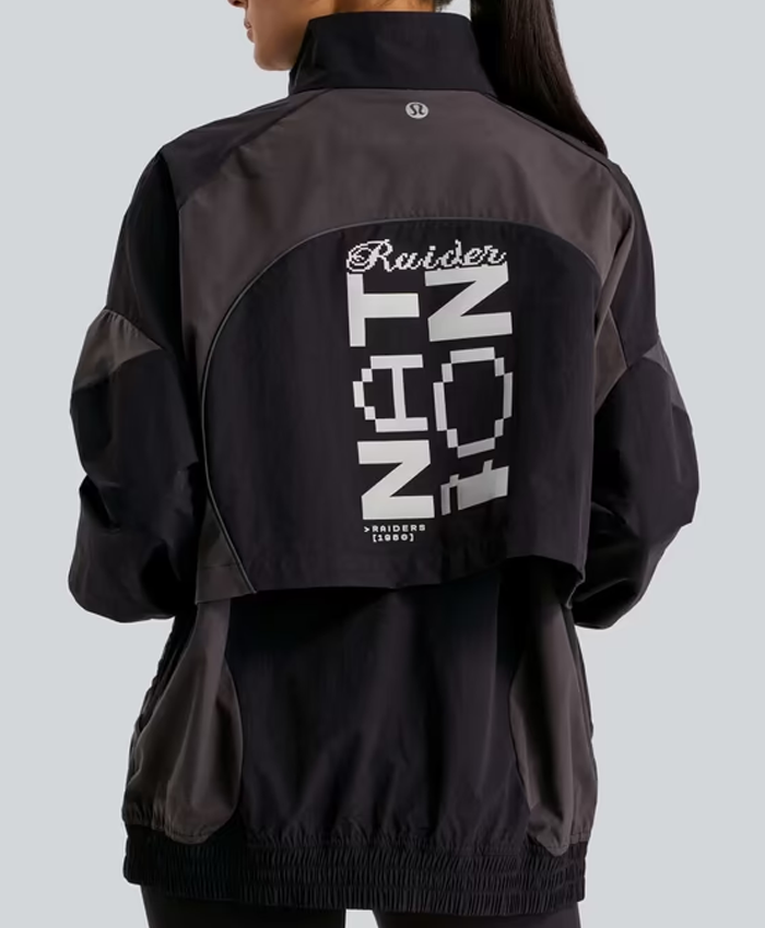 Shop NFL Las Vegas Raiders lululemon Women's Ventilated Oversized Track Jacket In Black