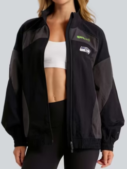 Shop NFL Seattle Seahawks lululemon Women's Ventilated Oversized Track Jacket In Black