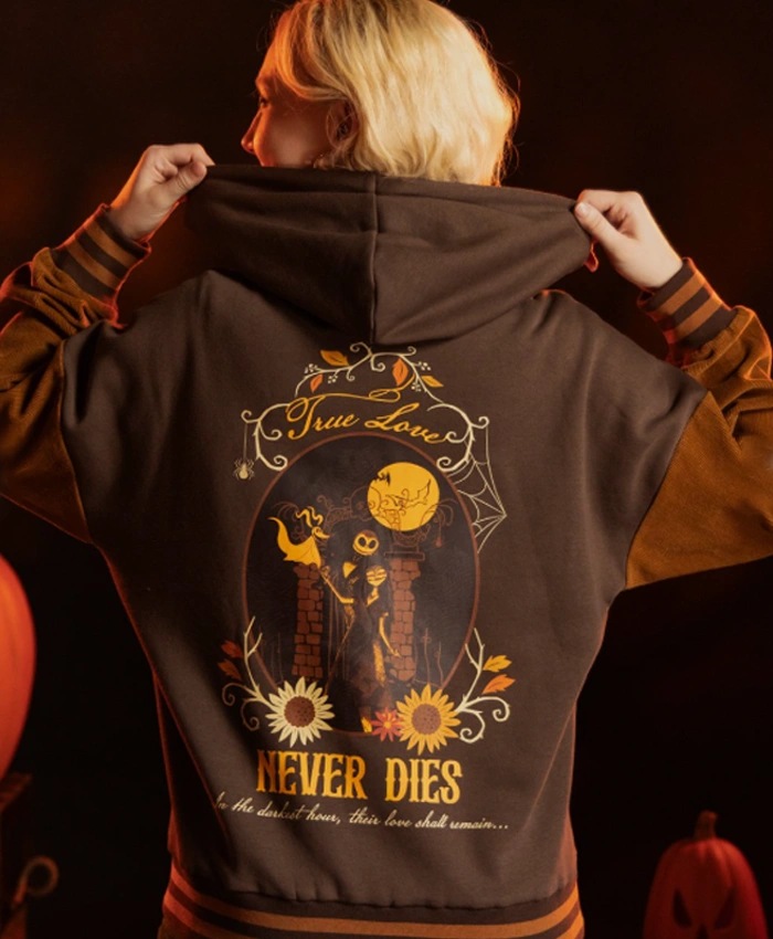 Shop-New-Disney-Her-Universe-The-Nightmare-Before-Christmas-Brown-Hooded-Floral-Jacket