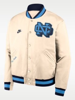 Shop North Carolina Legacy Men's Nike College Full-Snap Bomber Varsity Jacket For Sale