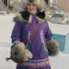 Shop North Of North S02 Anna Lambe Purple Parka Coat With Hooded Fur Collar