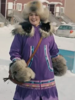 Shop North Of North S02 Anna Lambe Purple Parka Coat With Hooded Fur Collar
