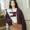 Shop Now Jisoo Tommy Hilfiger Crest Embroidered Square Quilted Jacket With Hood