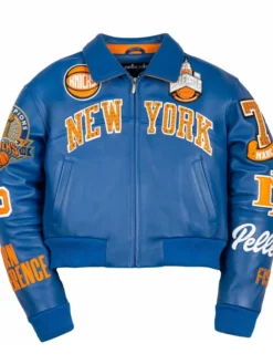 Shop Pelle Pelle x FISLL NY Knicks Crop Jacket For Women