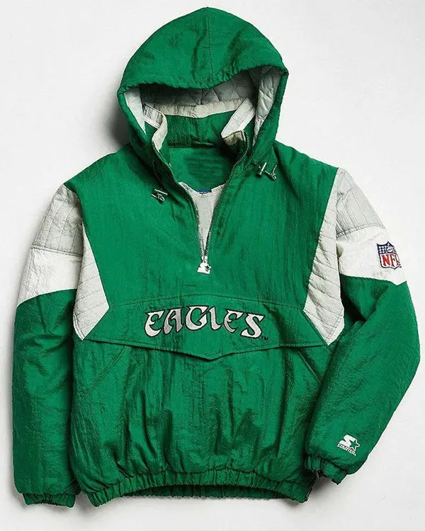 Shop Philadelphia Eagles 80’s Green Anorak Jacket With Hood